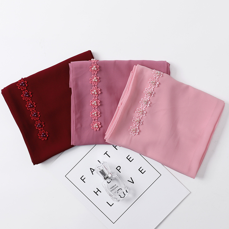 Pearl Chiffon Nail Pearl Decorative Headscarf photo 1