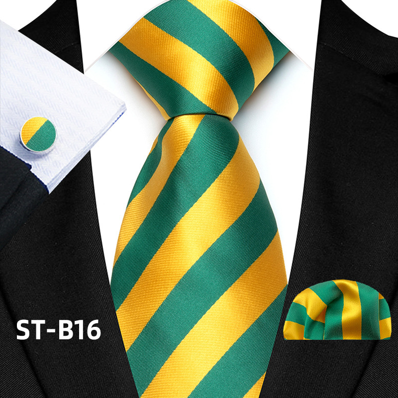 Solid-color Men's Tie Cufflinks Pocket Square photo 4