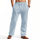 Linen Beach Shorts With Drawstring Vertical Stripes And A Straight-leg Breathable Fit photo 6