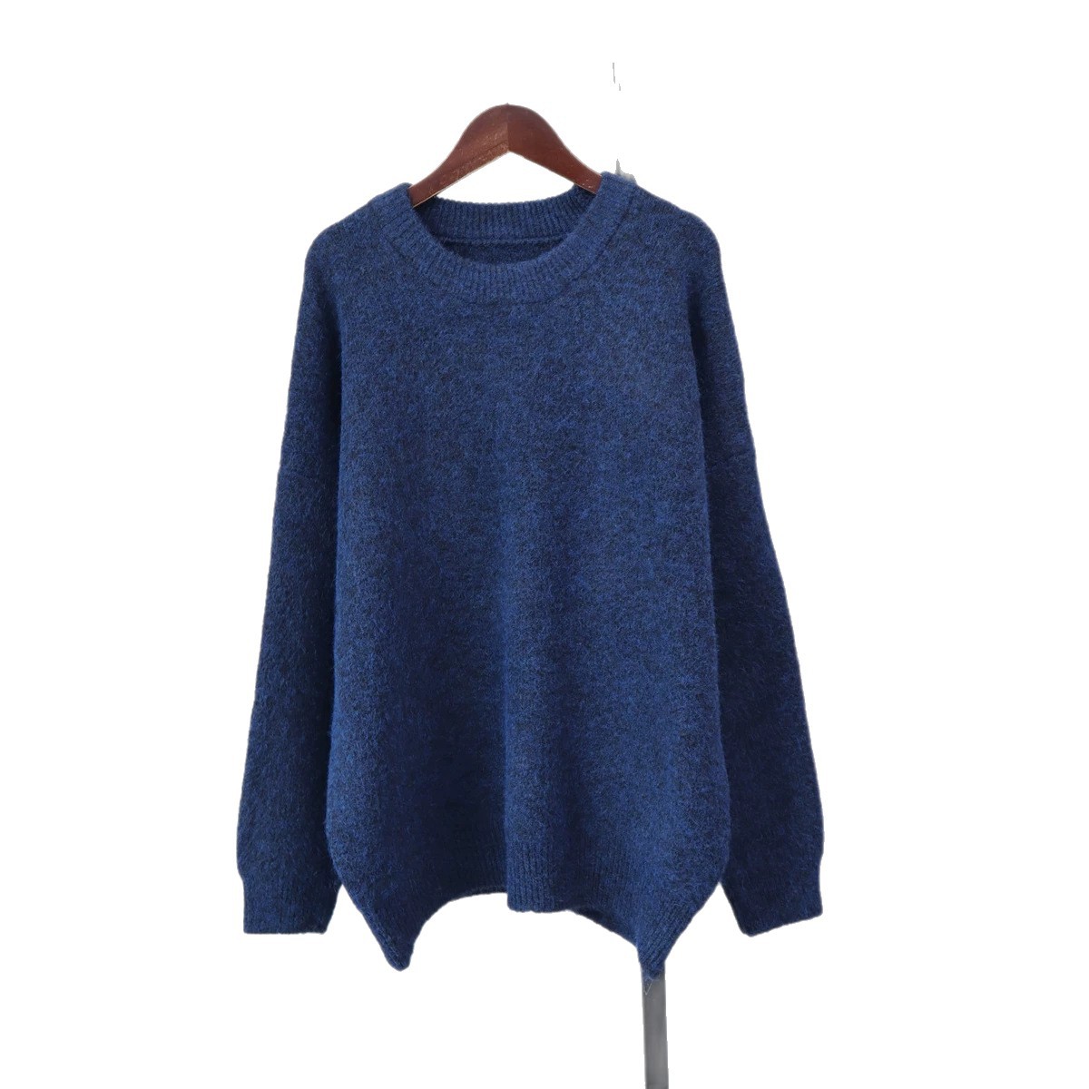 Solid-color Crew-neck Korean-style Loose-fit Cozy Knit Sweater photo 2