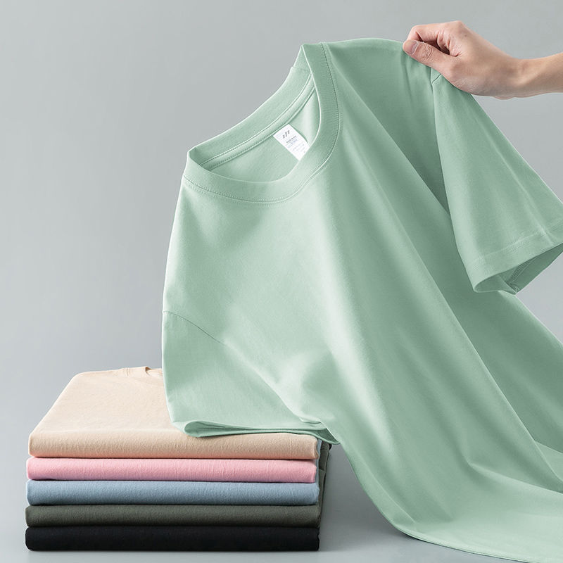 Summer Solid Color Coat Round Neck Bottoming Shirt Half-sleeve Pure Cotton T-shirt Men And Women Short Sleeve photo 1