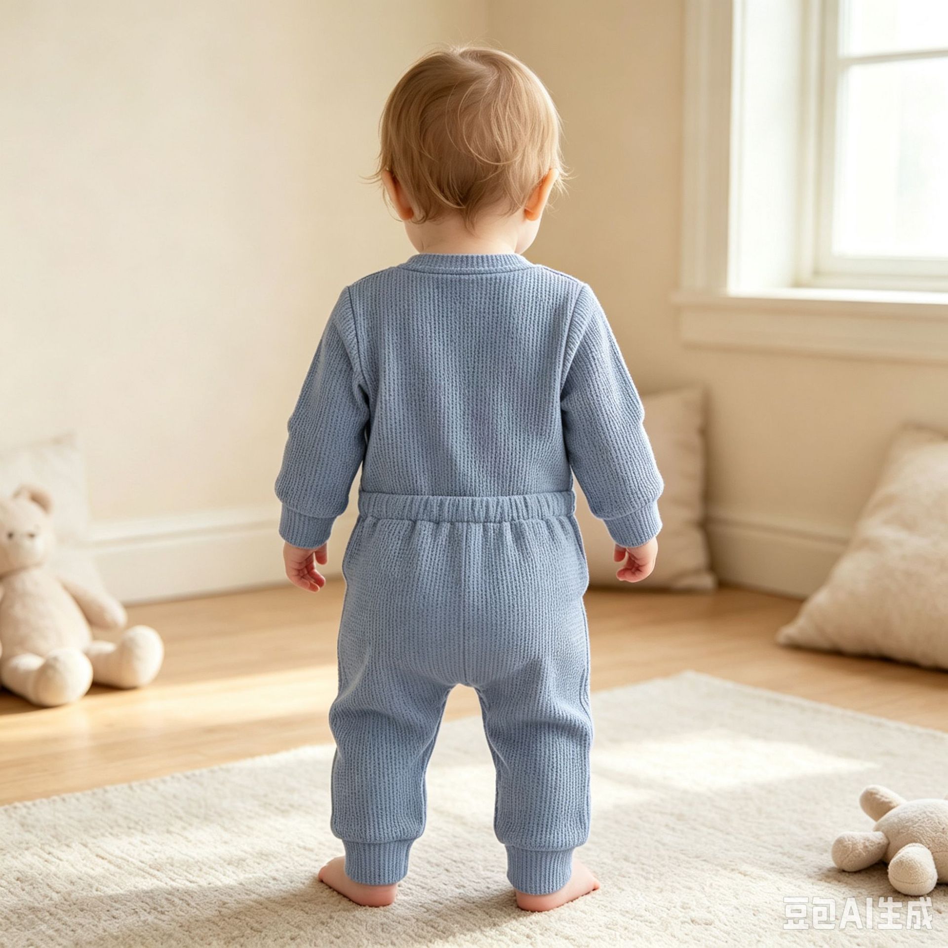 Waffle-knit Long-sleeve Pants Set photo 2