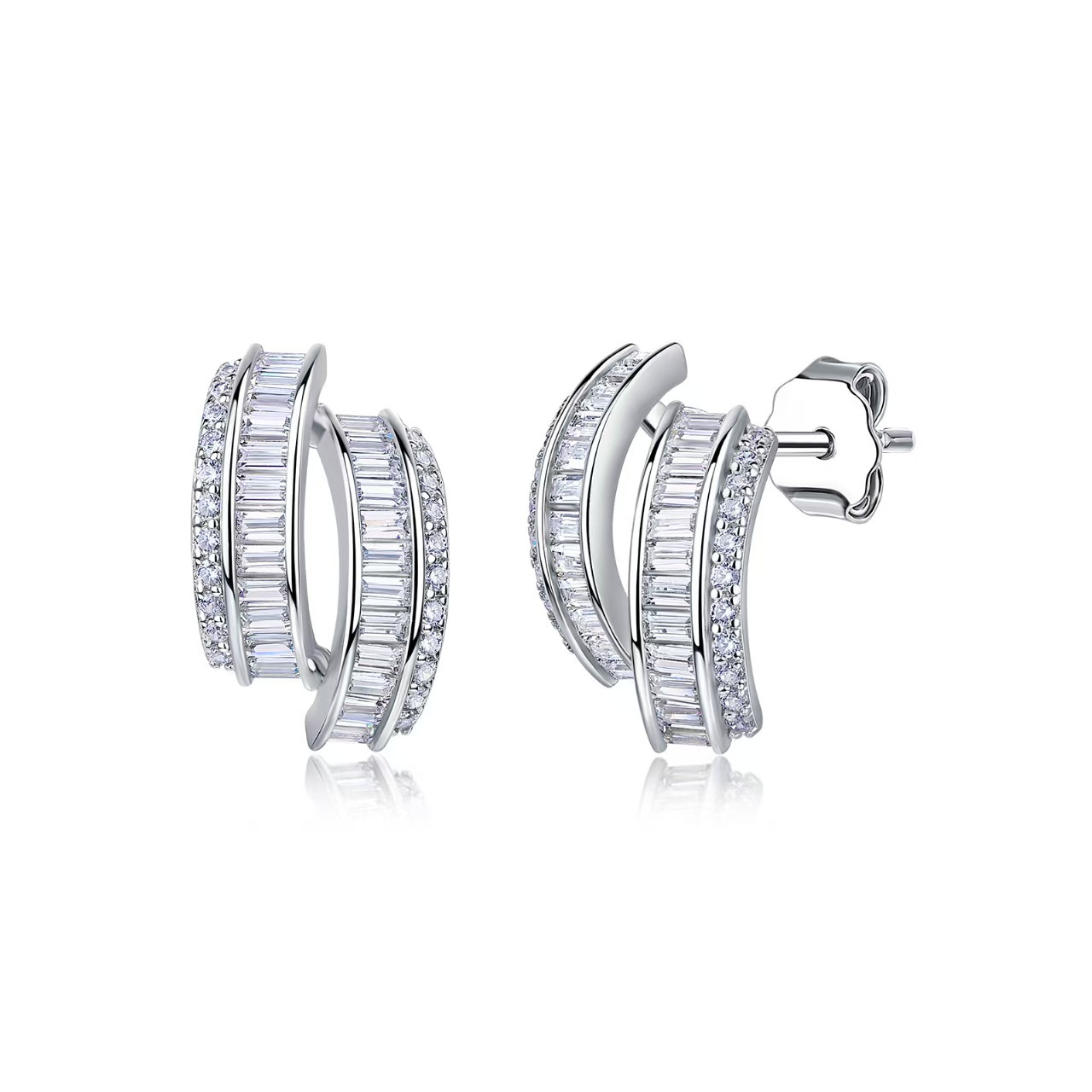 New Geometric Multi-layer Stepped Moissanite Earrings photo 2