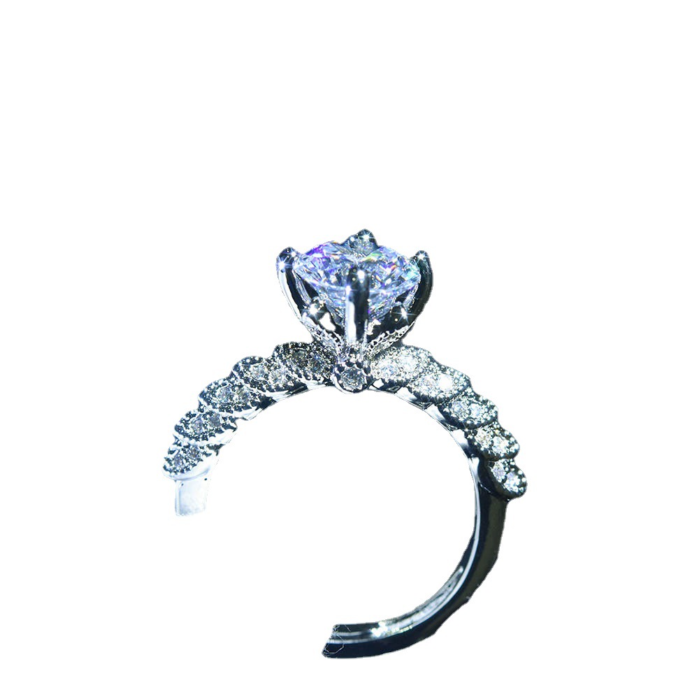 Platinum Plated Moissanite Goddess Of Fortune Ring photo 6