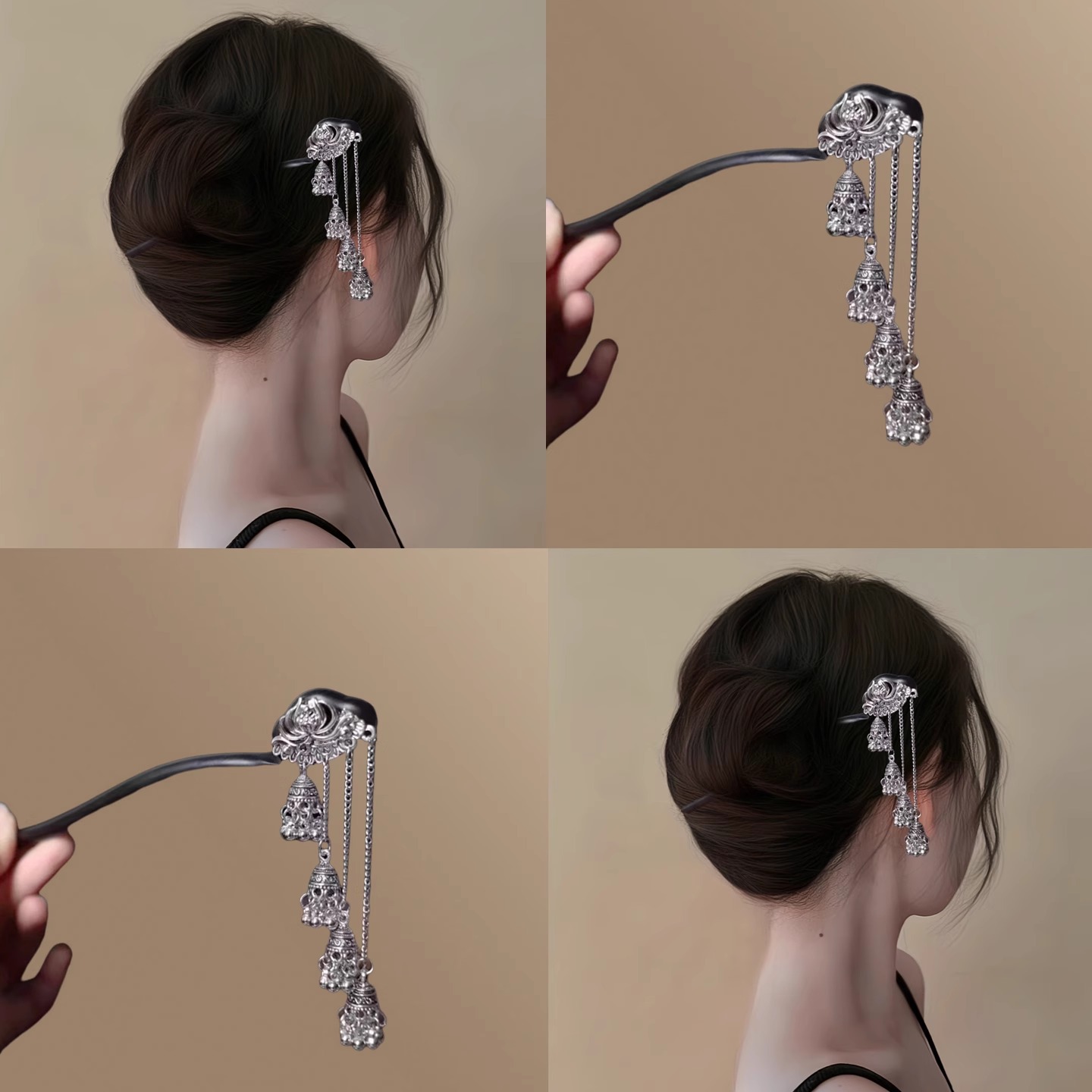 Tassel And Bell Hairpin Hair-raising Hair Clip Womens Headpiece photo 1
