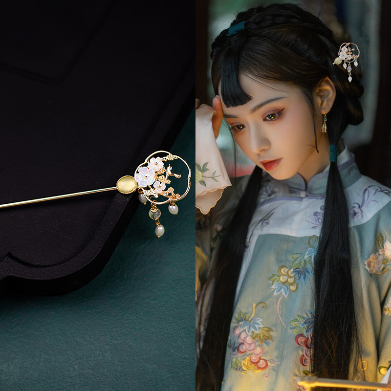 Ancient Style Han Chinese Clothing Handmade Updo Alloy Hairpin Hairpin photo 6