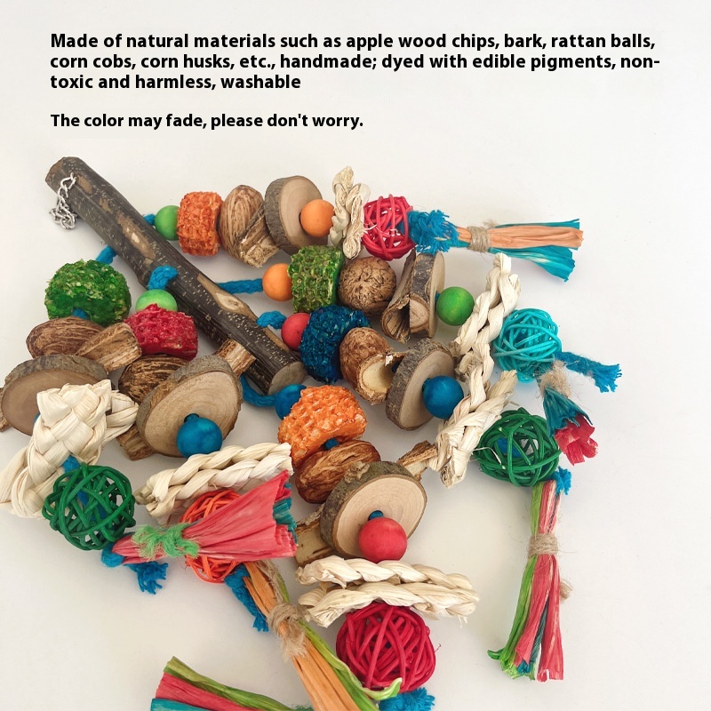 Parrot Toy Bird Decompression Relieving Stuffy Natural Material Tearing Toy Color String Combination photo 3