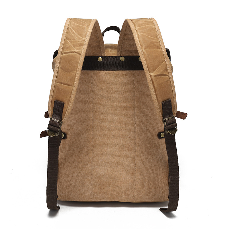 Leisure Travel Bag Water-resistant Canvas Bag With Top-layer Cowhide photo 7