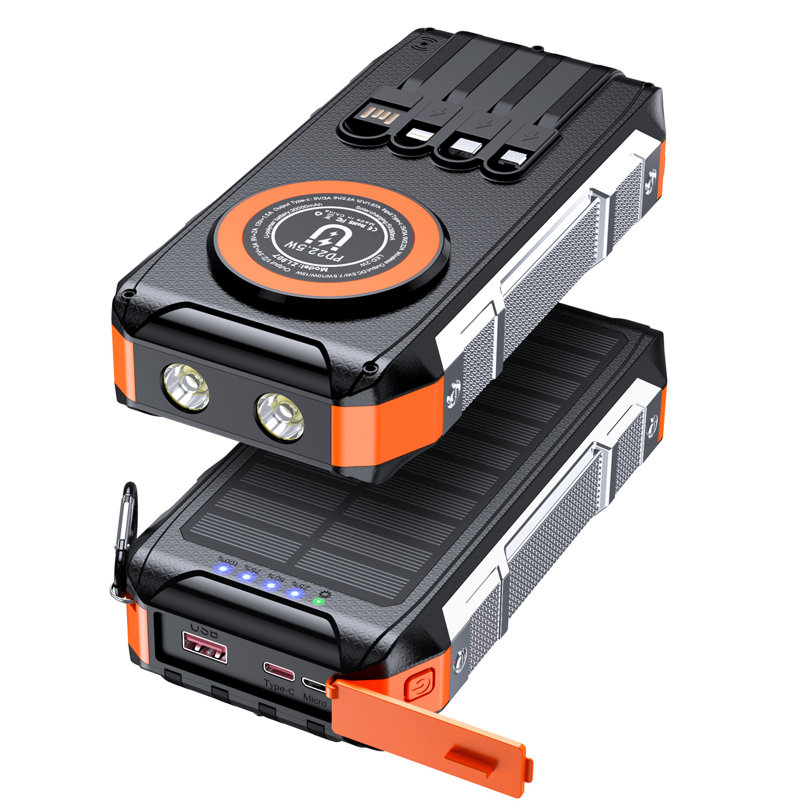 Magnetic Wireless Charging Solar-Powered Power Bank Outdoor Rugged Fast-Charging Portable Charger photo 4