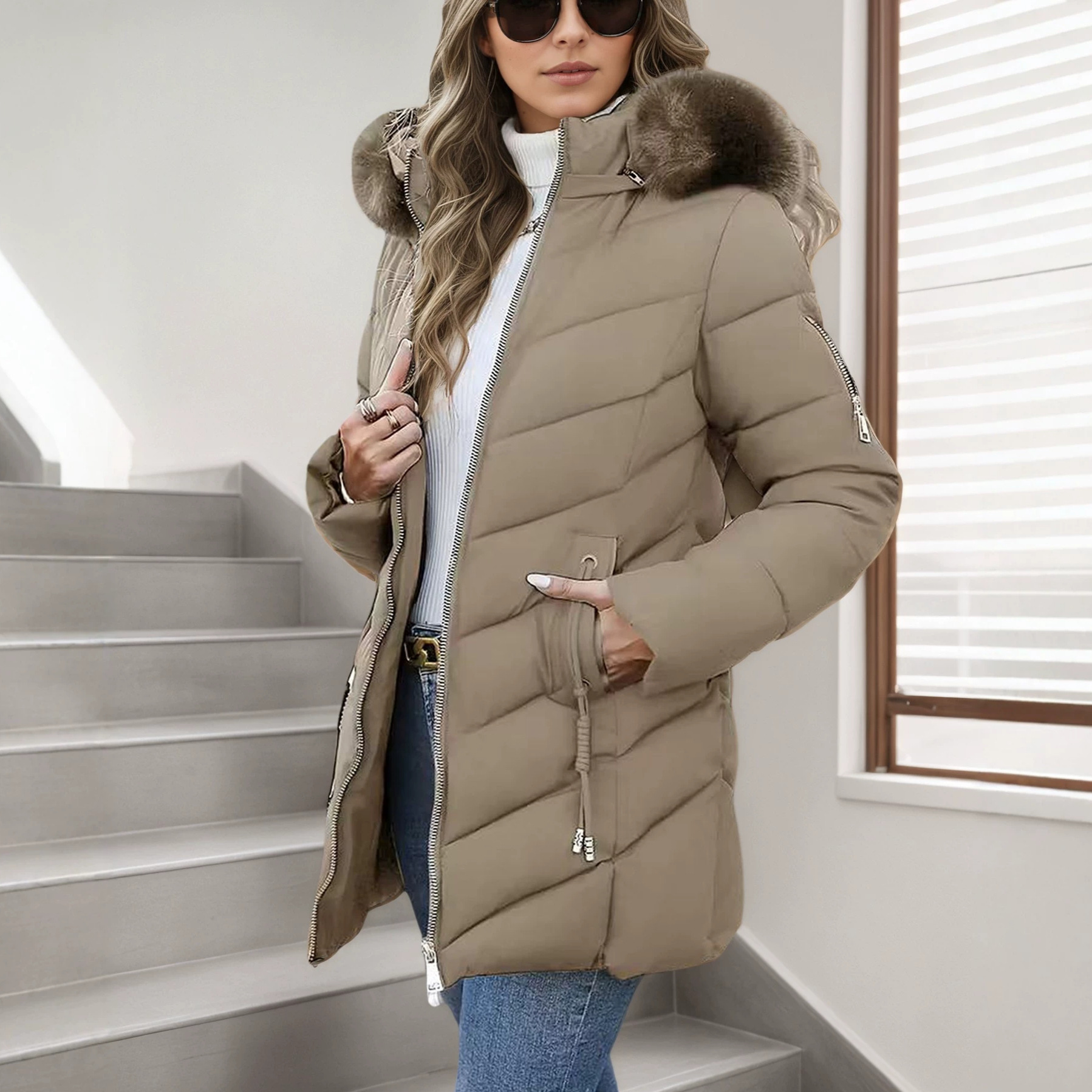 Hooded Slim-fit Versatile Down Jacket For Women photo 1