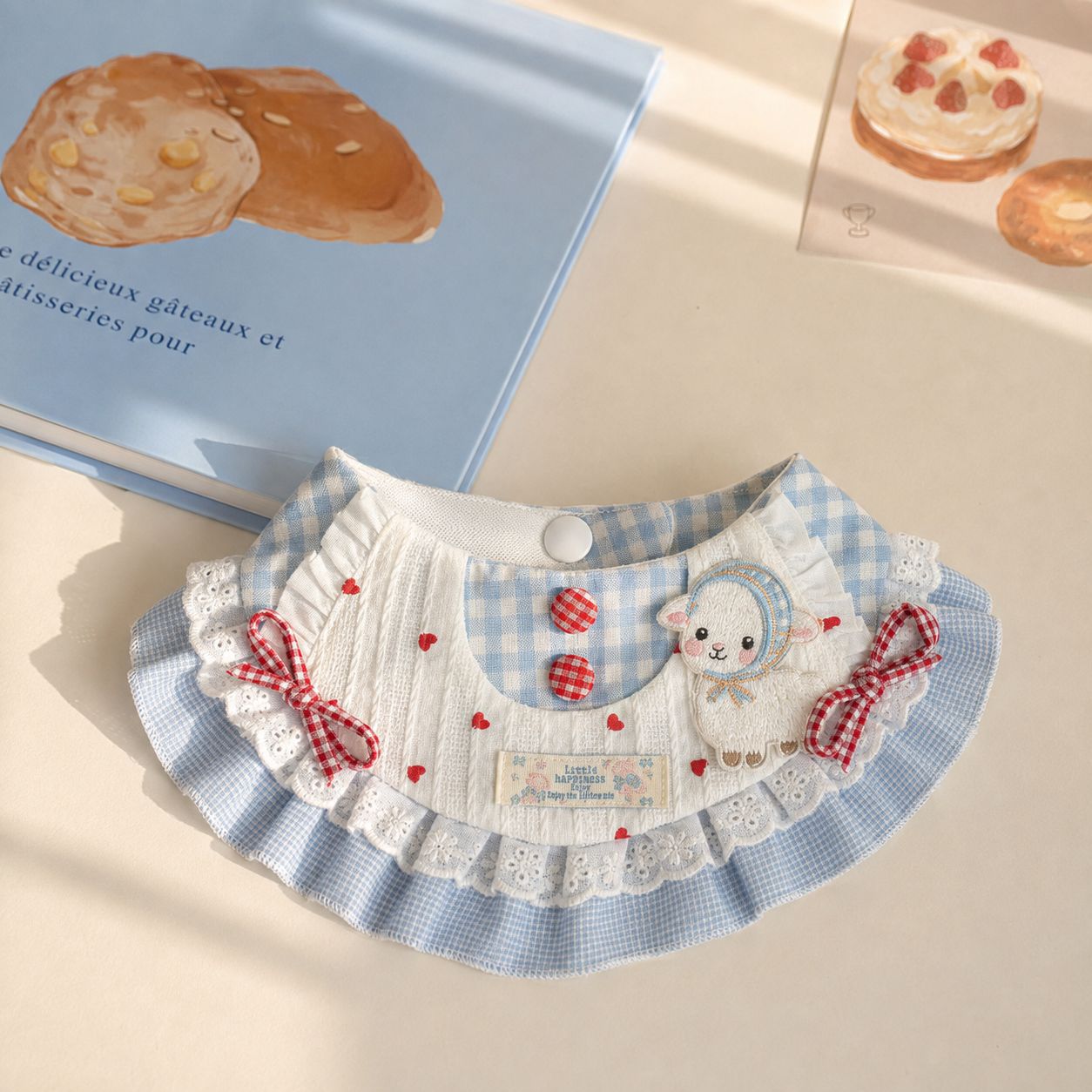 Bow-knot Lace Cute Lamb Pet Bib photo 2