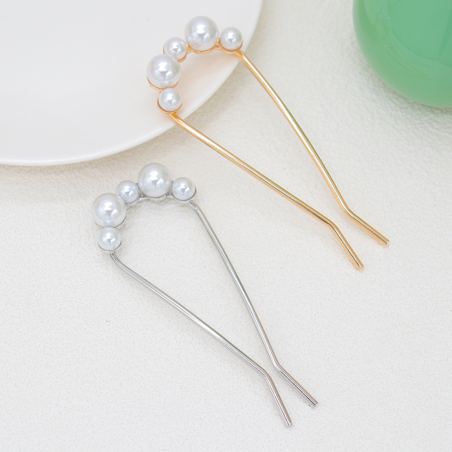 Fashion All-match Simple Pearl U-shaped Hair Clasp photo 4