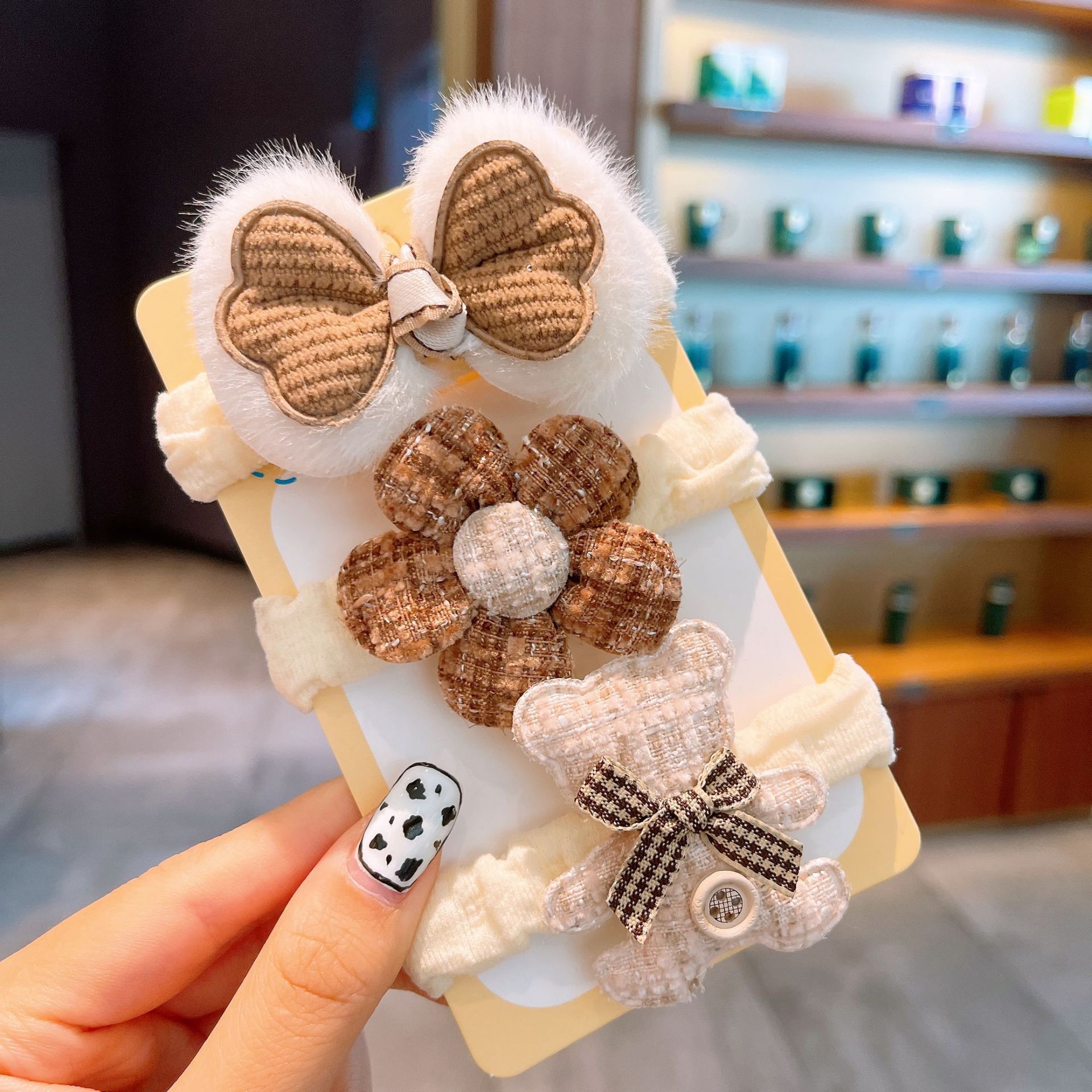 Milk Coffee-colored Little Bear Hair Tie For Girls Gentle On Hair photo 3