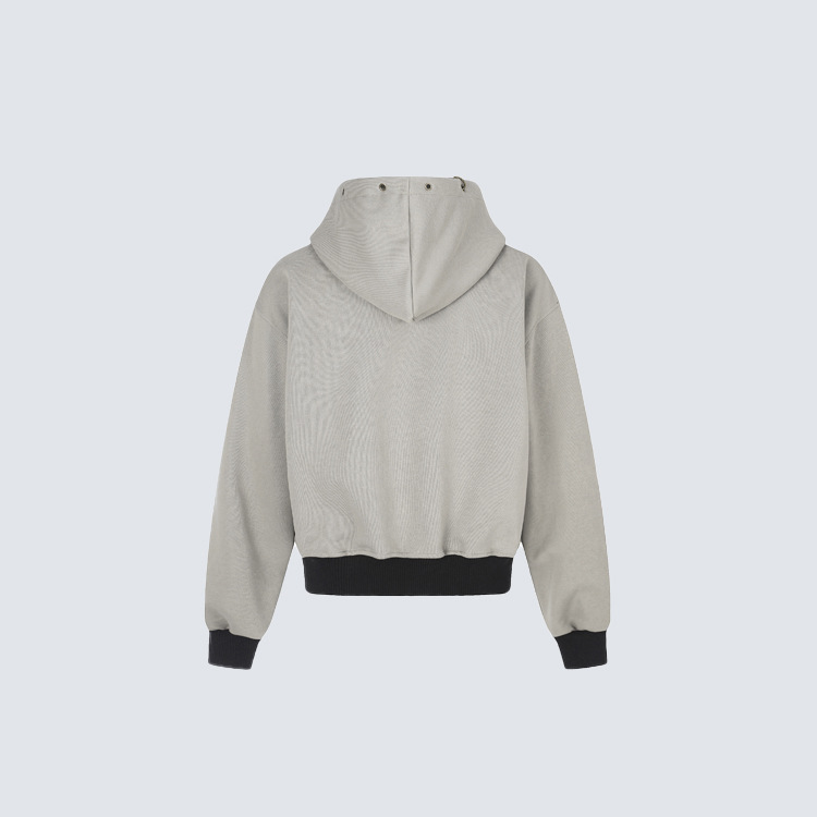 Hooded Cardigan Short-length Zip-up Sweatshirt With Star Embroidery photo 4