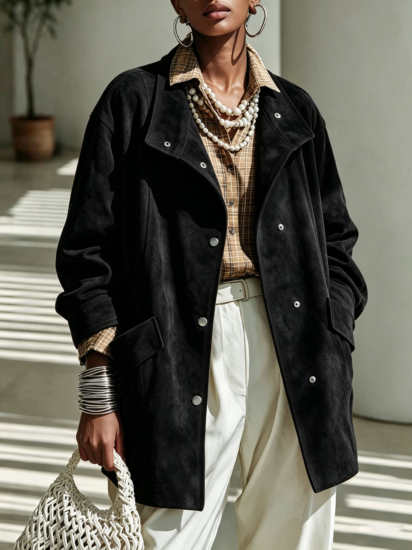 Women's Mandarin-collar Mid-length Coat photo 3