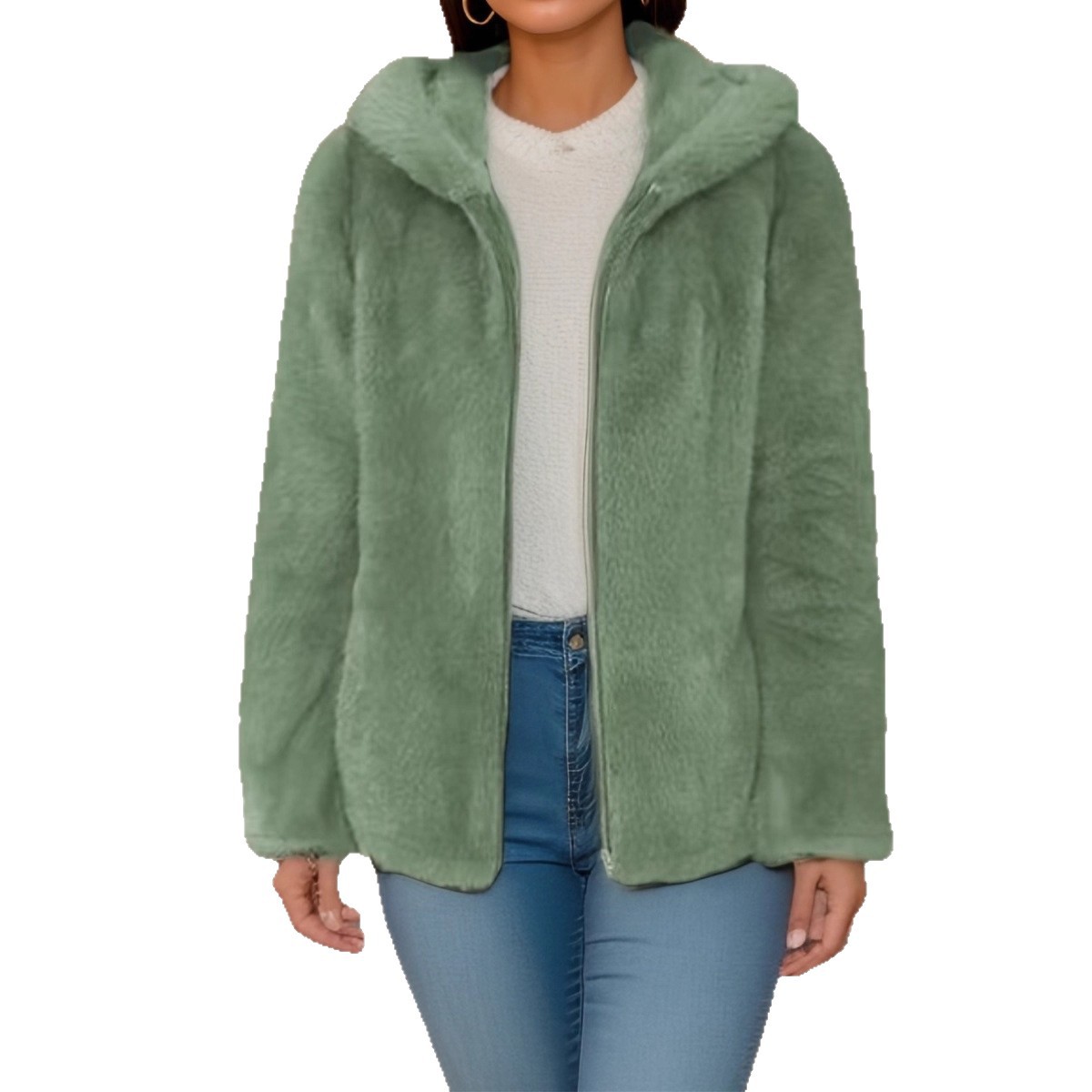 Fleece-lined Double-sided Coral Fleece Hooded Warm Jacket photo 3