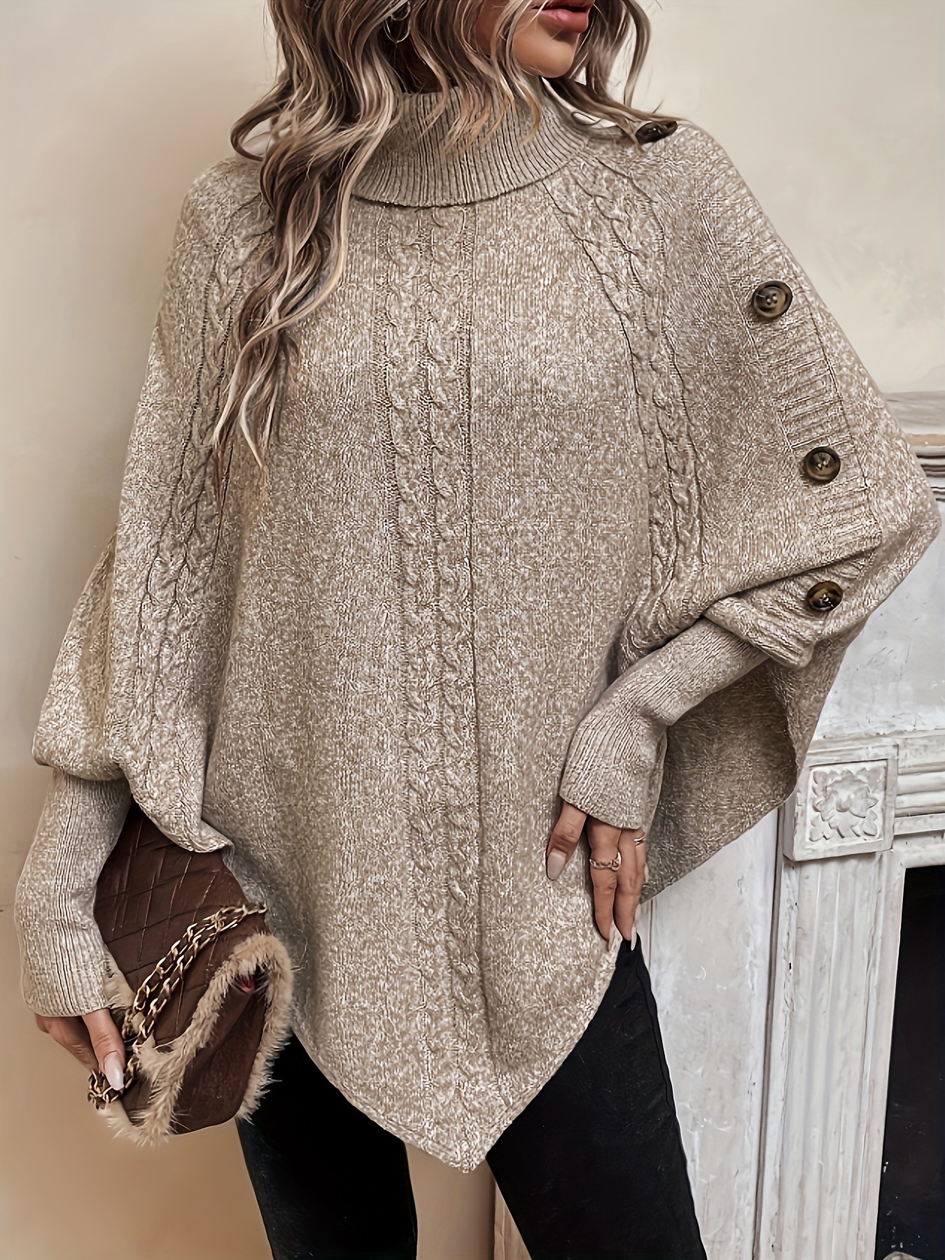 Women's Solid-Color Long-Sleeve Loose Sweater photo 3