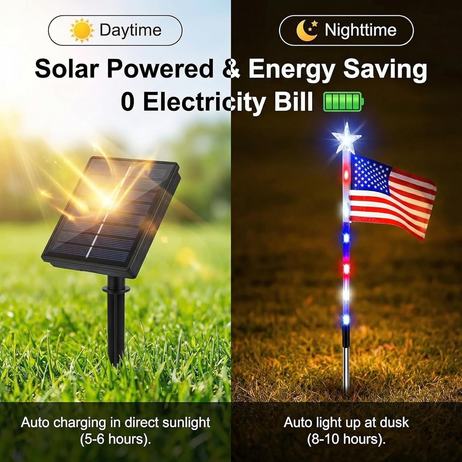 LED Solar-Powered National Flag For Outdoor Courtyards And Villas photo 4