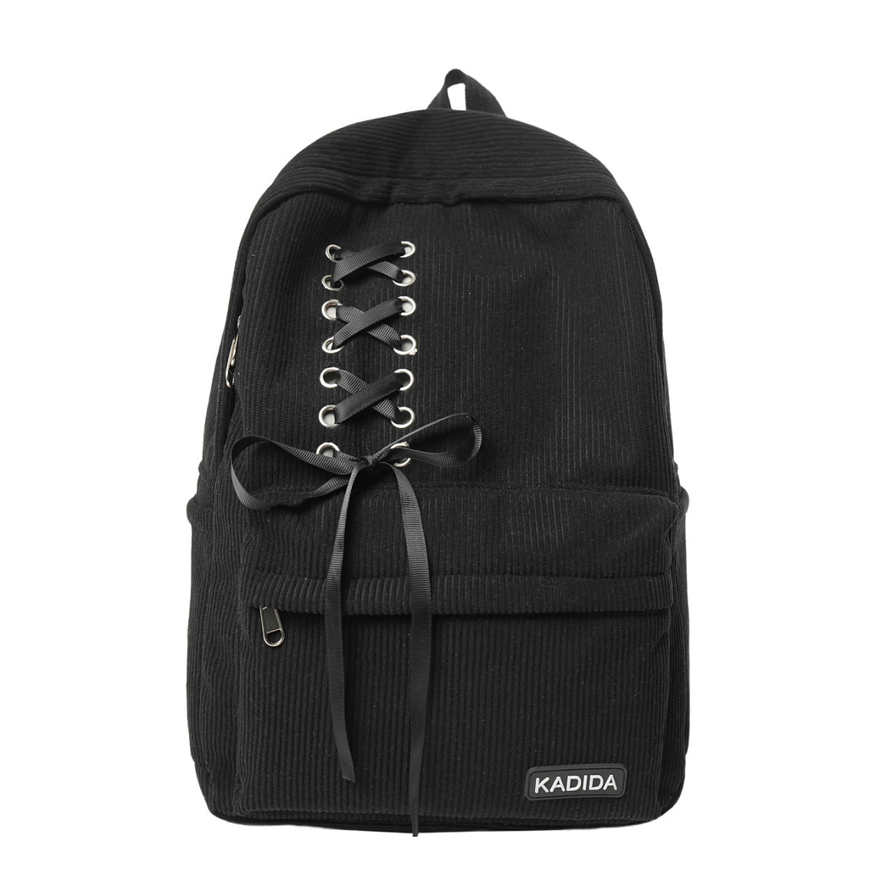 Large Corduroy Bowknot Backpack Casual Travel Polyester Fabric photo 7