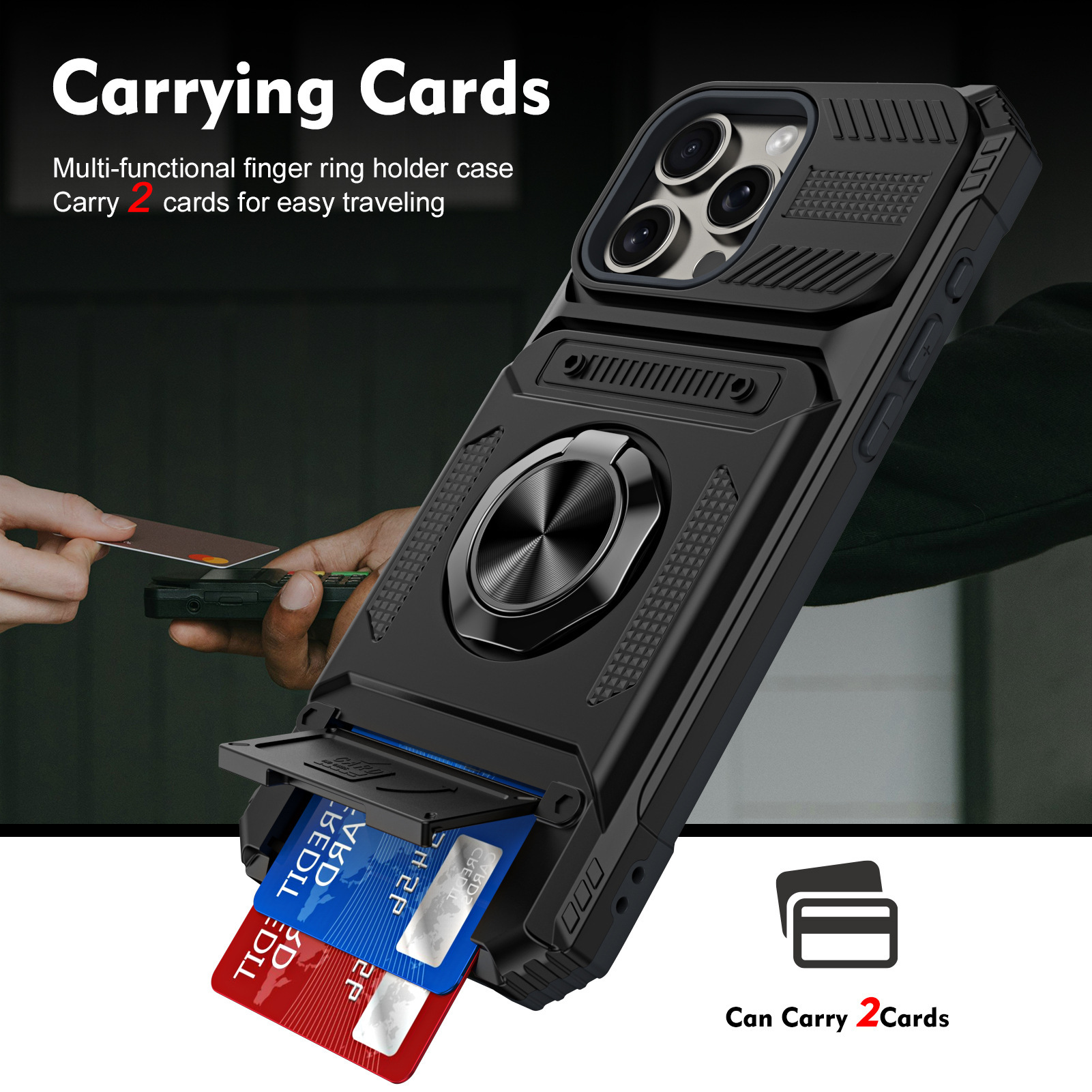 Hidden Card-Slot Magnetic Ring Stand Phone Case photo 3