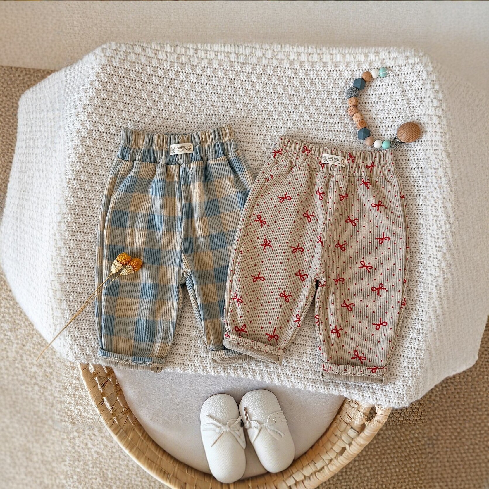 Girls Polka-dot Plaid Loose-fitting Carrot Pants photo 4