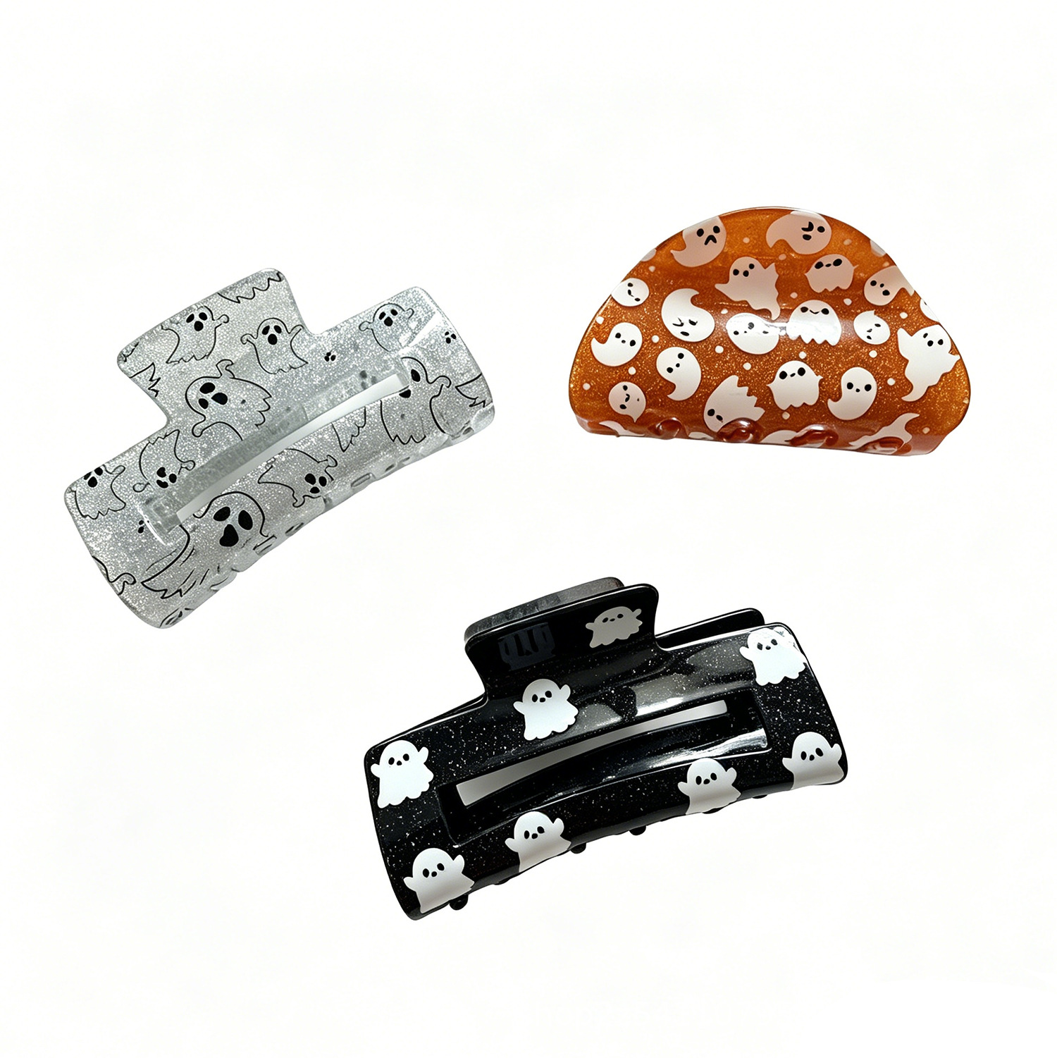Cross-border Halloween Orange Ghost Acrylic Hair Clip photo 2