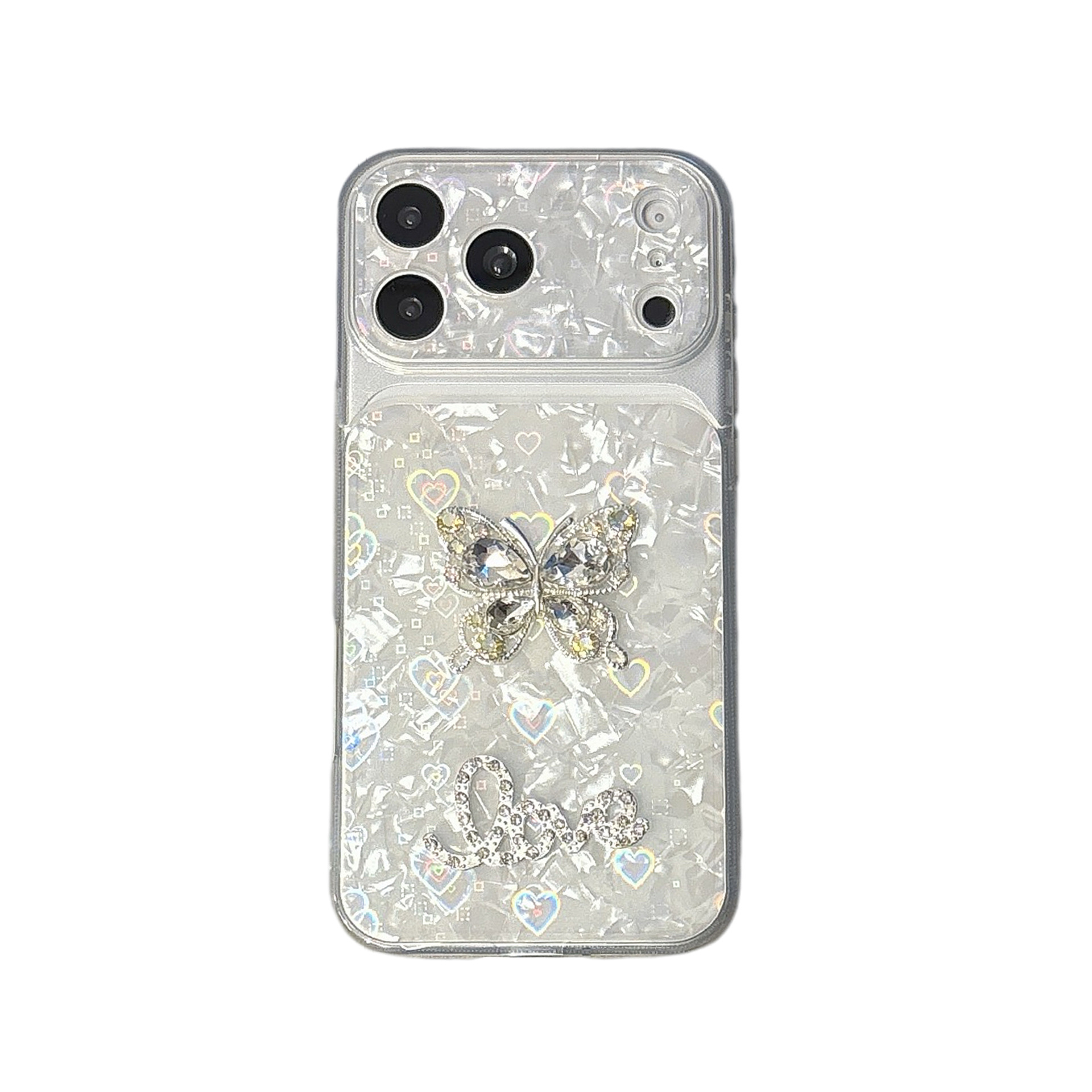Ice Shell Pattern Butterfly Diamond Studded Rhinestone Phone Case photo 4