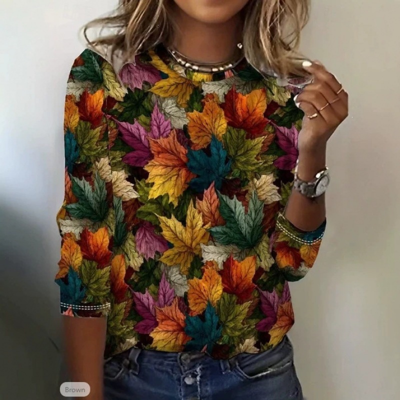 Women's Fashion Top Round-neck Printed T-shirt photo 6