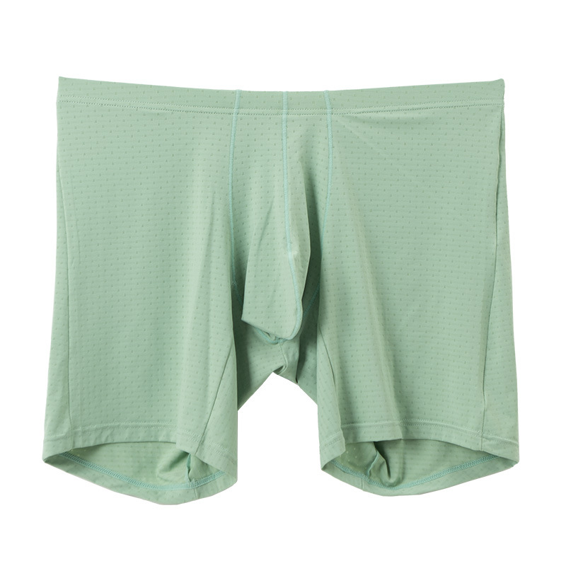 Mens Wide Sexy Sheer Chafe-resistant Solid-color Boxer Briefs photo 3