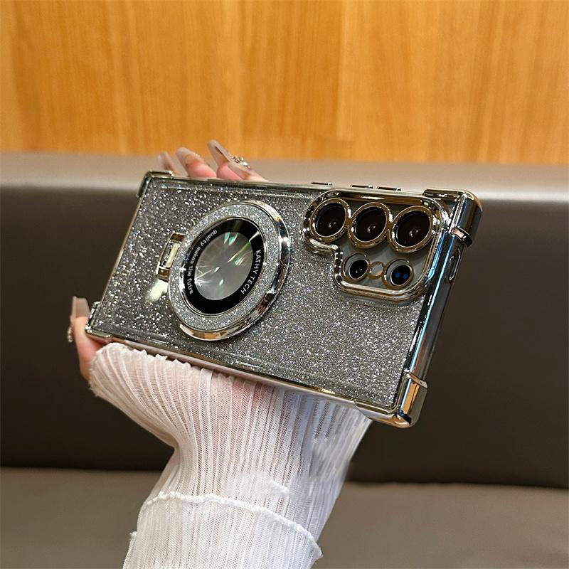 Airbag Drop-proof Magnetic Holder With Glittery Transparent Case photo 1