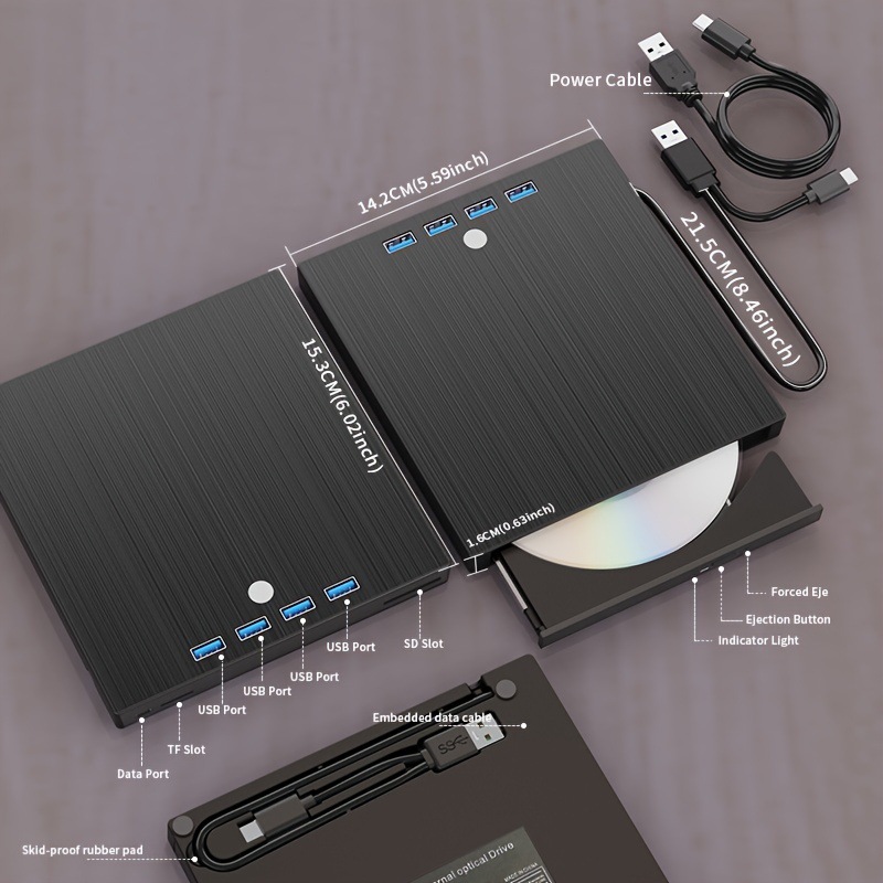 External DVD Burner TYPE-C Multi-function CD Disc Drive Extended Optical Drive photo 3
