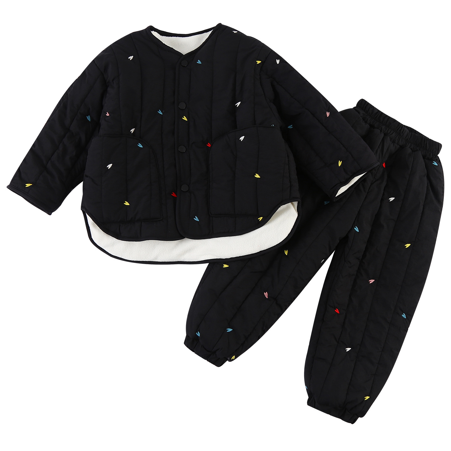 Childrens Cotton-padded Set Fleece-lined Warm Clothing photo 7
