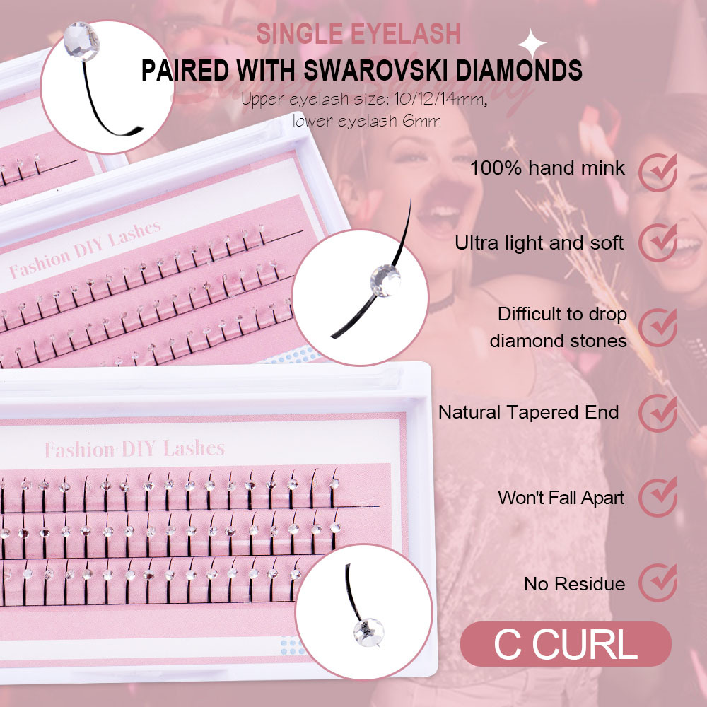 Single-cluster Rhinestone Fairy Hair Single-strand Performance Banquet False Eyelashes photo 4