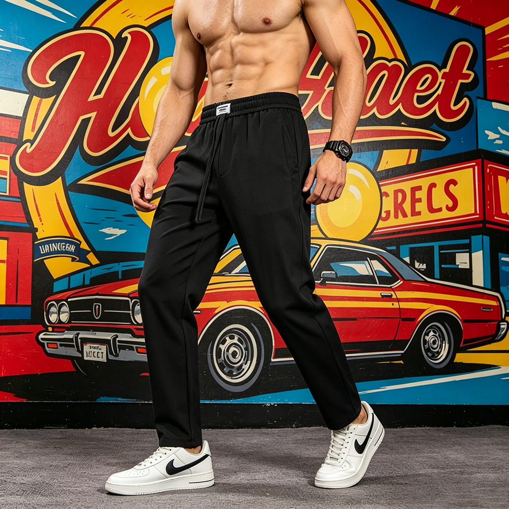 Men's Anti-wrinkle Elastic Waist Micro-cone Straight Casual Pants photo 6