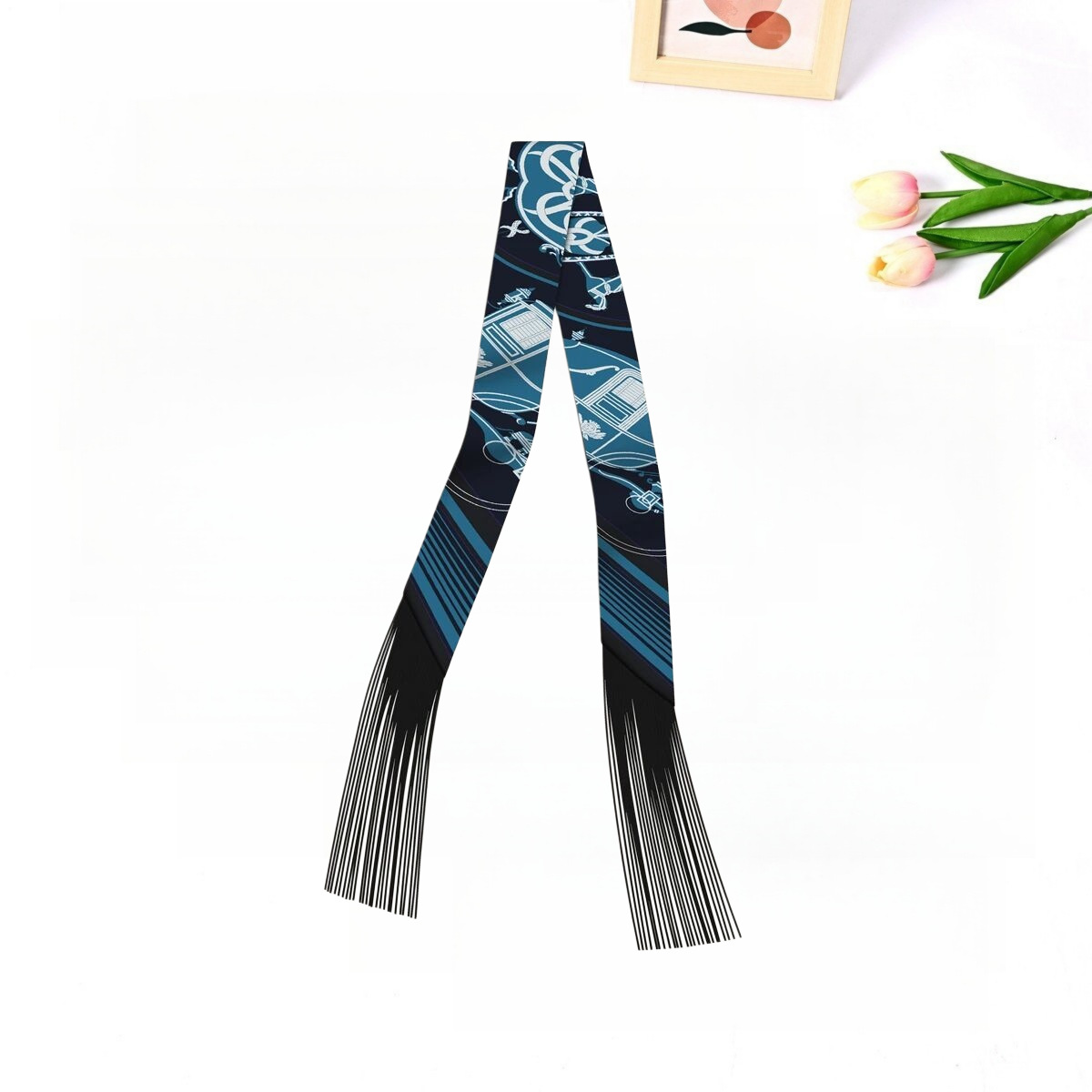 Korean-style Trendy Twill Silk Ribbon Scarf For Women photo 6