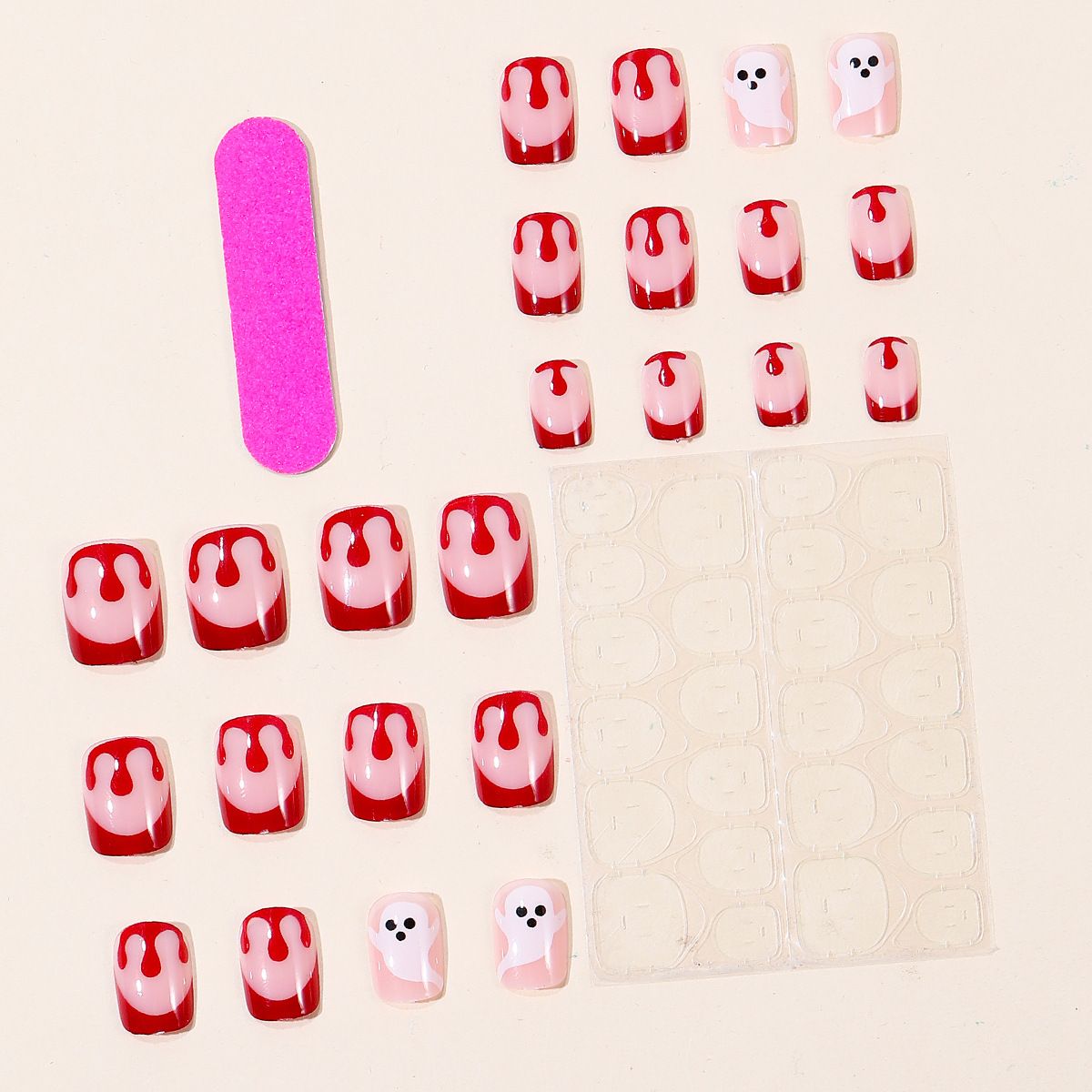 Blood-drop-style Horror Eyeball Dark-chic Baddie Outfit 24-piece Nail Sticker Set photo 5