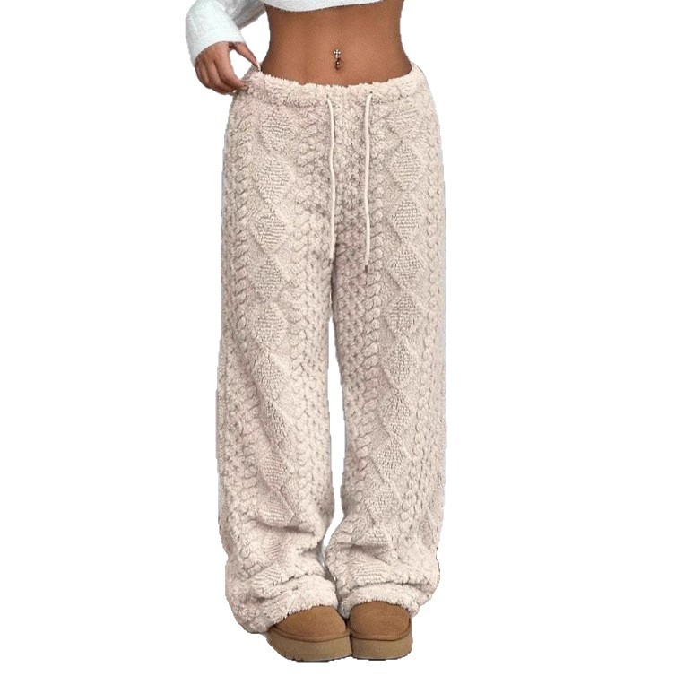 Women's Solid Color Front Tie Warm Casual Pants photo 8