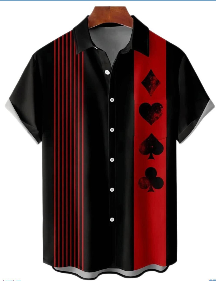 Short-sleeved Lapel-printed Loose-fitting Casual Shirt photo 2