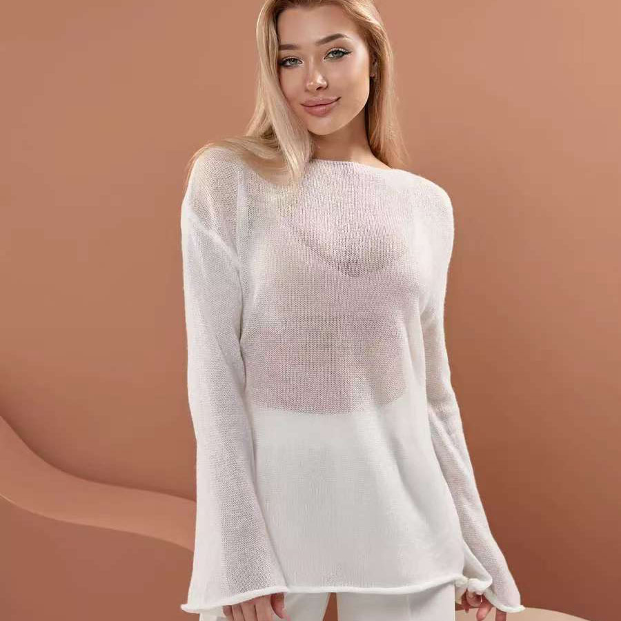 New Women's See-through Openwork Knit Sweater photo 8