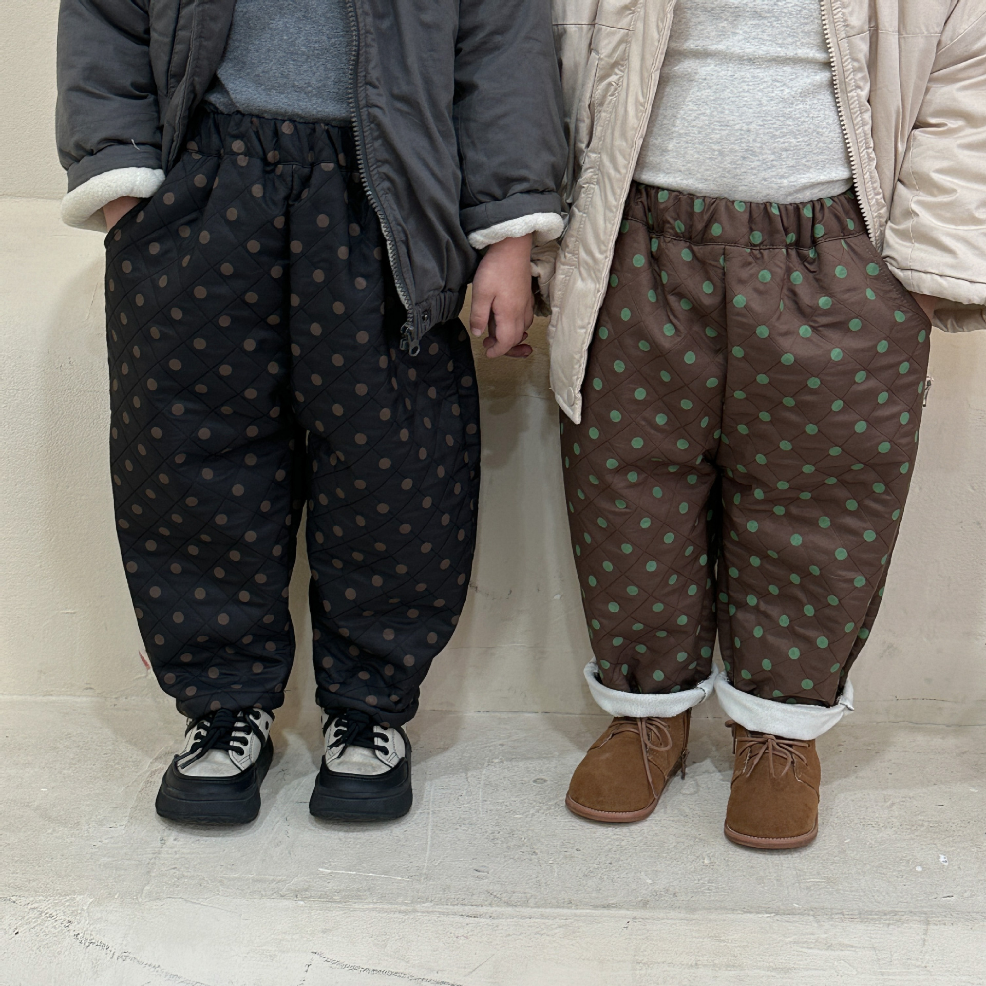 Warm Polka Dot Fleece Polyester Kids Pants photo 1