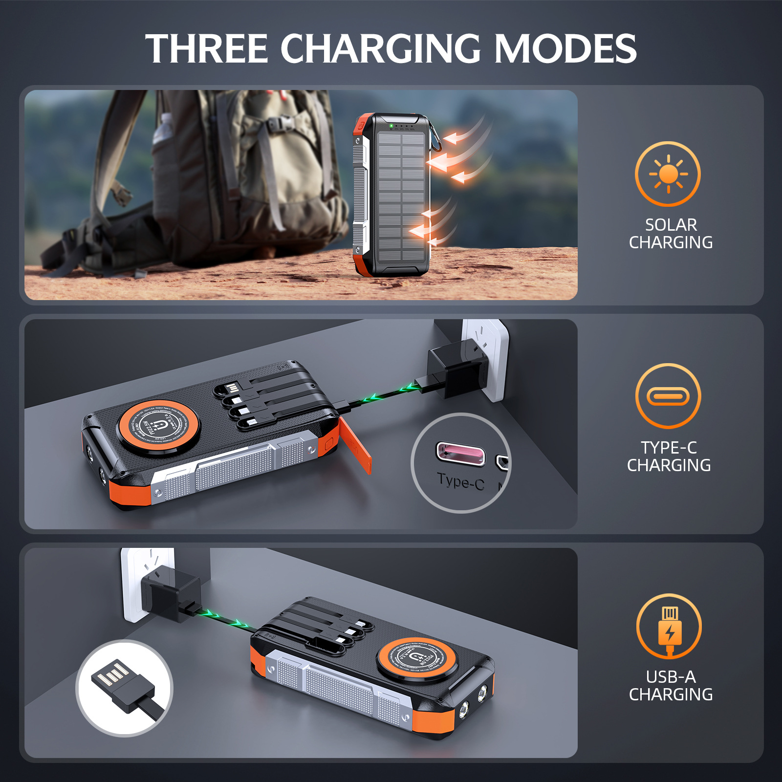 Magnetic Wireless Charging Solar-Powered Power Bank Outdoor Rugged Fast-Charging Portable Charger photo 5