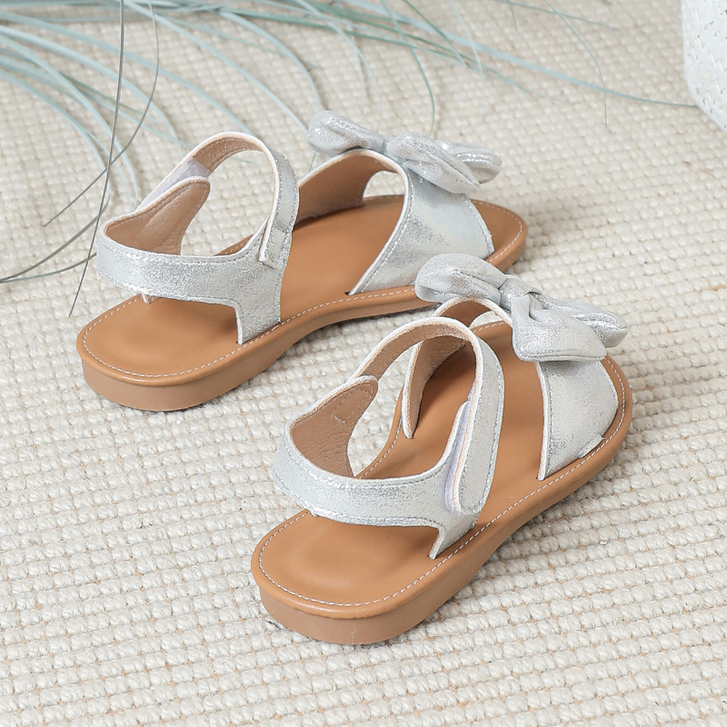Summer New Arrival Silver Bow Knot Cute Baby Shoes photo 5