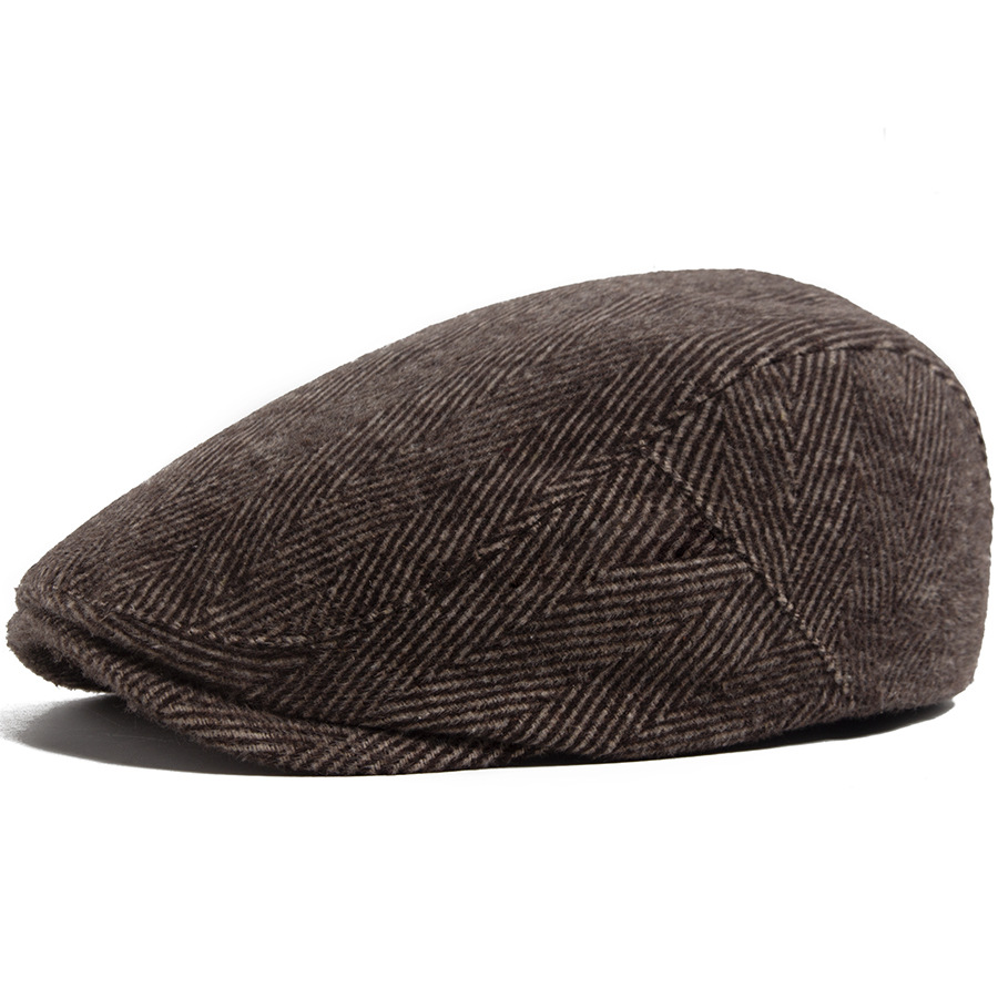 Beret Men's British Vintage Newsboy Casual Herringbone Forward Peaked Cap photo 8