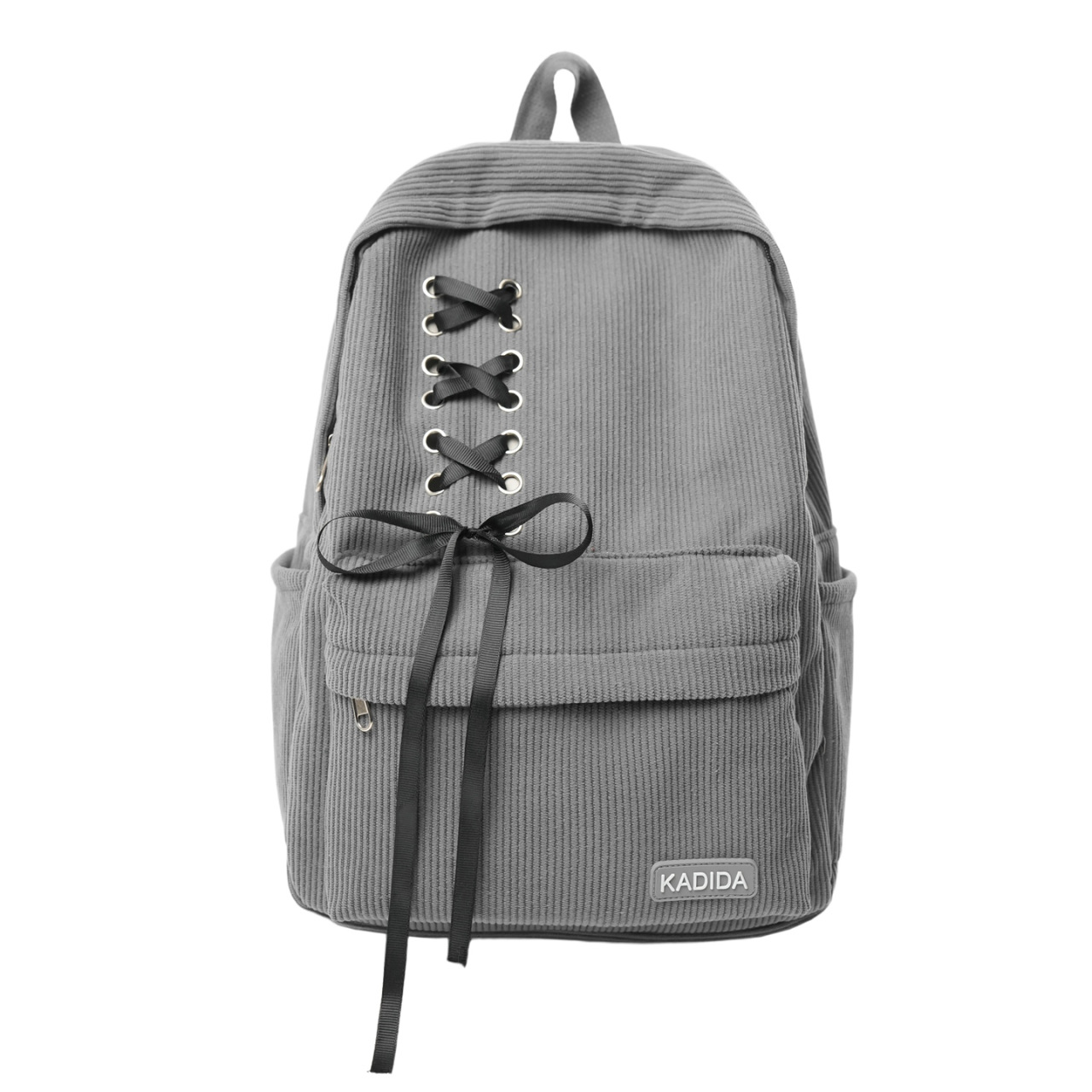 Large Corduroy Bowknot Backpack Casual Travel Polyester Fabric photo 3