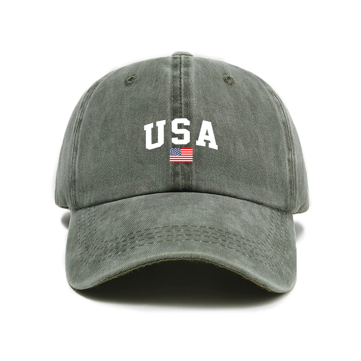 Letter-print Washed-and-distressed Soft-crown Vintage Baseball Cap photo 8