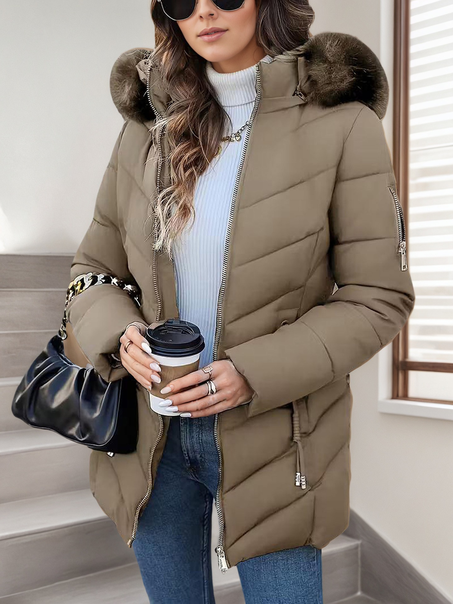 Hooded Slim-fit Versatile Down Jacket For Women photo 8