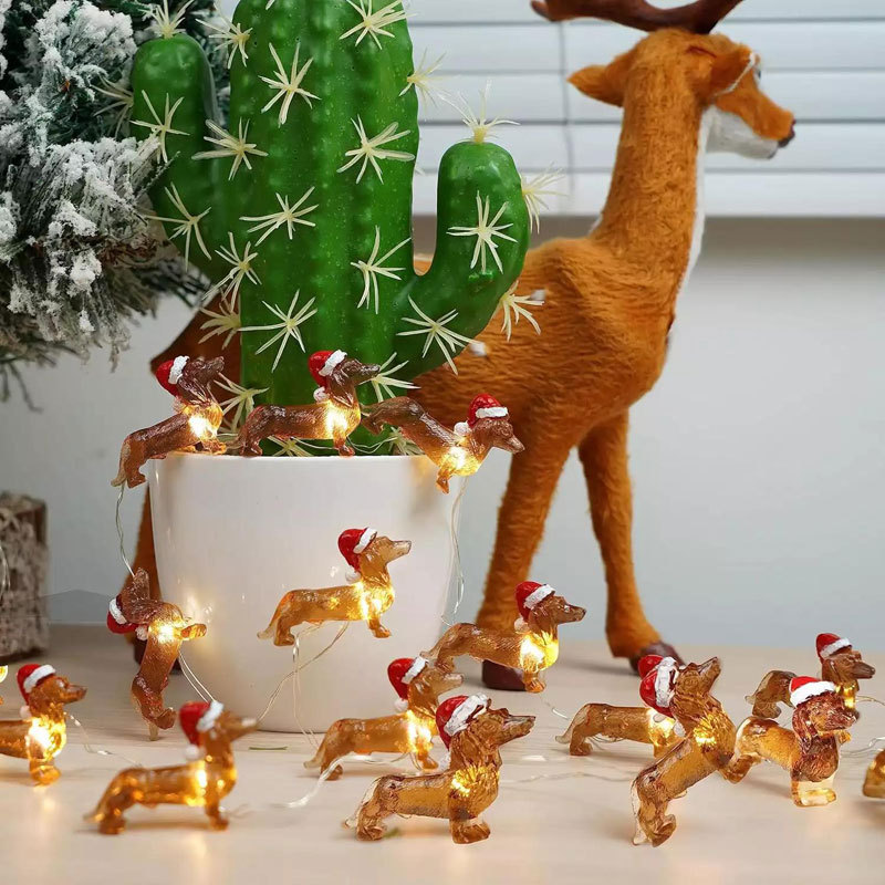 Dachshund Led Copper Wire Lamp Christmas Hat photo 4