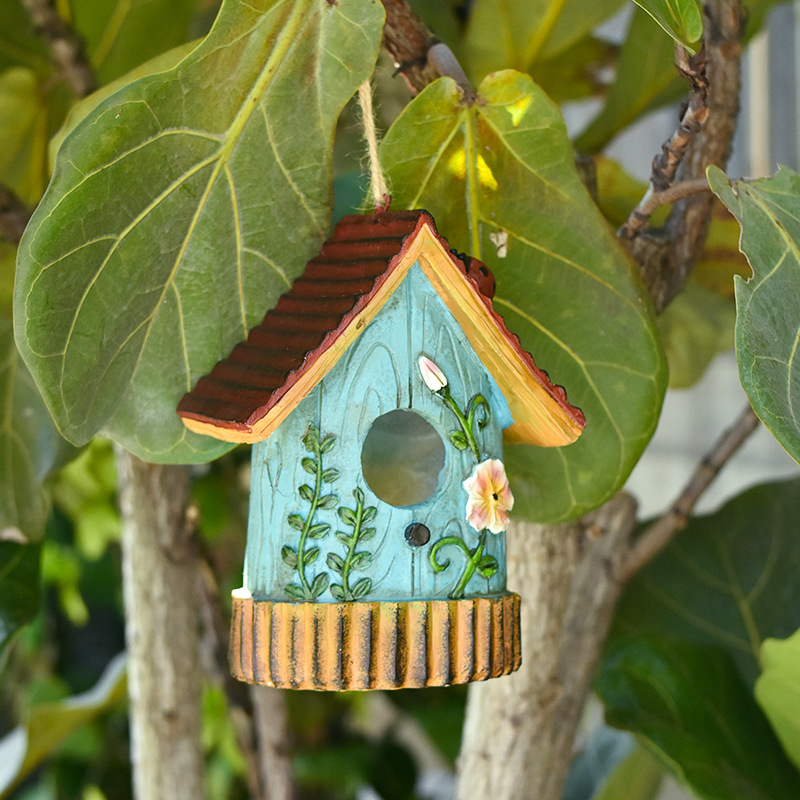Rustic Birdhouse Outdoor Garden Decoration Bird Nest Sculpture Courtyard Ornament photo 1