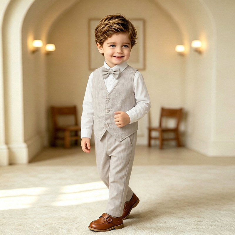 Childrens Clothing Baby Vest And Formal Three-piece Set photo 1