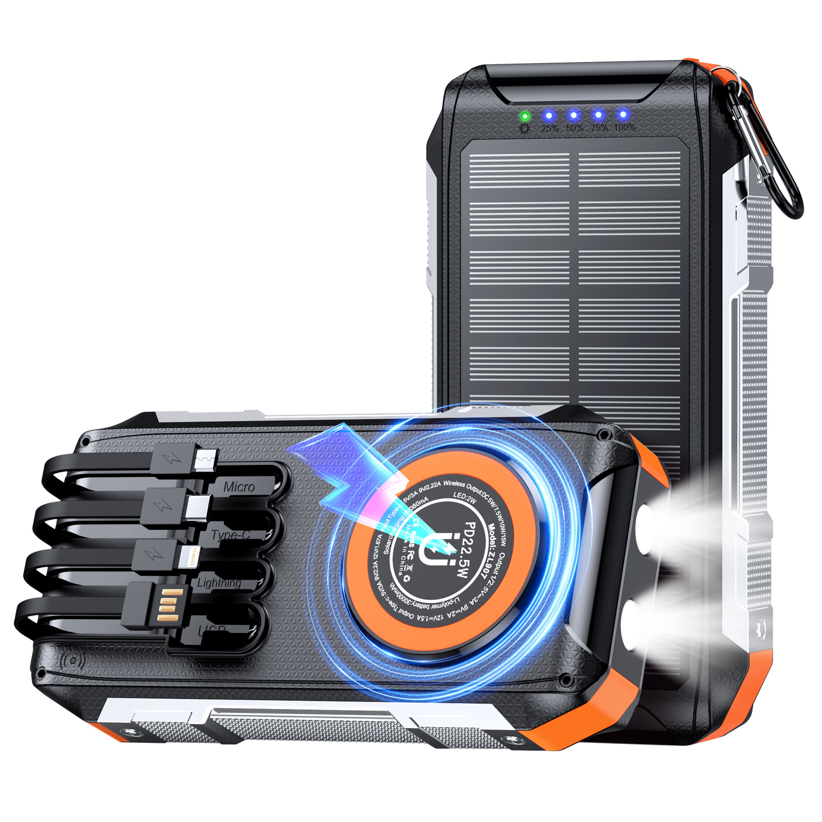 Magnetic Wireless Charging Solar-Powered Power Bank Outdoor Rugged Fast-Charging Portable Charger photo 7
